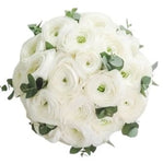 Bouquet of White Ranunculus with Eucalyptus - Flowers Box London