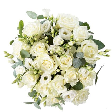 Bouquet of White Roses and Lisianthus - Flowers Box London