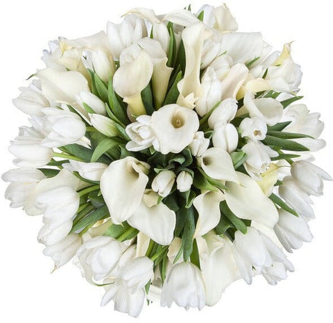 Bouquet of White Tulips and Calla Lily - Flowers Box London