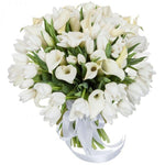 Bouquet of White Tulips and Calla Lily - Flowers Box London
