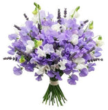 Bouquet White and Violet Sweet Pea with Aromatic Lavender - Flowers Box London