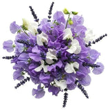 Bouquet White and Violet Sweet Pea with Aromatic Lavender - Flowers Box London