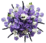 Bouquet White and Violet Sweet Pea with Aromatic Lavender - Flowers Box London