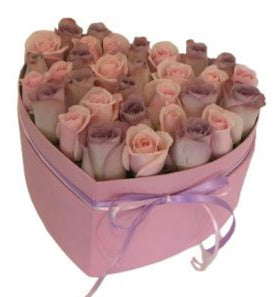 Box of Lavender and Light Pink Roses