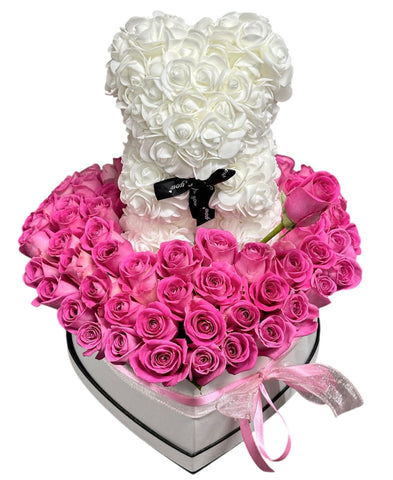 Box of Roses and Rose Teddy