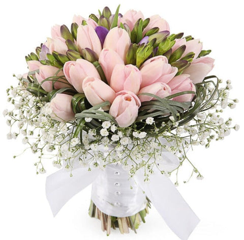 Bridal Bouquet of Tulips and Freesias