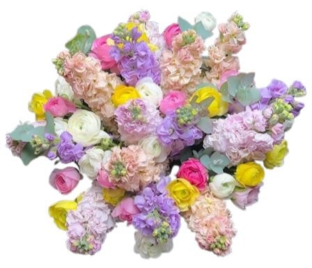 Bright Bouquet of Ranunculus and Stocks - Flowers Box London