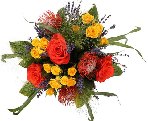 Bright Exotic Bouquet with Lavender and Panicum Grass