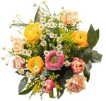 Bright Spring Bouquet of Tulips and Ranunculus