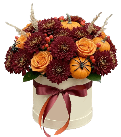 Burgundy and Orange Halloween Box - Flowers Box London