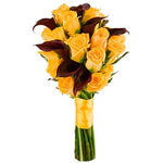 Burgundy Calla Lily and Roses Bouquet - Flowers Box London