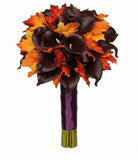 Burgundy Calla Lily in Autumn Leaves Bouquet - Flowers Box London