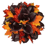 Burgundy Calla Lily in Autumn Leaves Bouquet - Flowers Box London