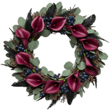 Calla Lily and Viburnum Blueberries Door Wreath - Flowers Box London