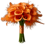 Calla Lily in Orange Feathers Bouquet - Flowers Box London