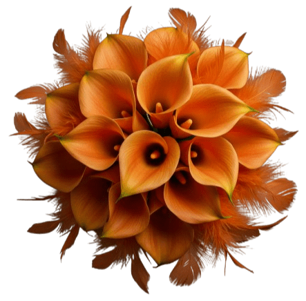 Calla Lily in Orange Feathers Bouquet - Flowers Box London