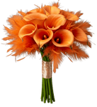 Calla Lily in Orange Feathers Bouquet - Flowers Box London
