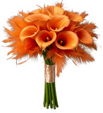 Calla Lily in Orange Feathers Bouquet - Flowers Box London