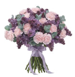 Carnations and Purple Lilac Bouquet - Flowers Box London