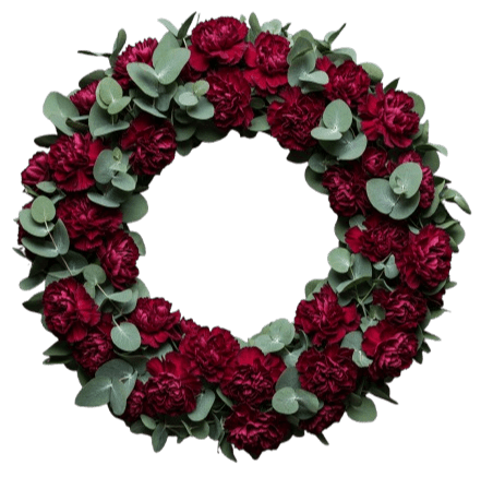 Carnations with Eucalyptus Wreath - Flowers Box London