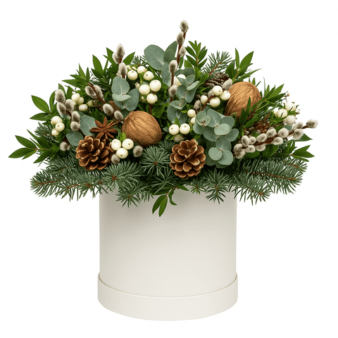 Catkins and White Berry Festive Box - Flowers Box London