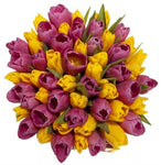 Cerise & Yellow Tulips Bouquet - Flowers Box London