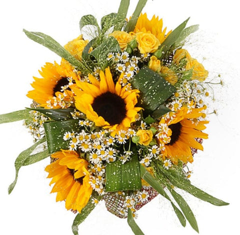 Charm Bouquet of Sunflowers with Daisy Tanacetum