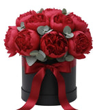 Charm Red Peonies with Eucalyptus Box - Flowers Box London