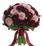Charming Bouquet of Burgundy and Pink Dahlia - Flowers Box London