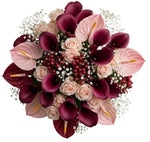 Charming Bouquet of Calla Lily with Anthurium and Spray Roses