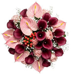 Charming Bouquet of Calla Lily with Anthurium and Spray Roses