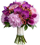 Charming Bouquet of Hydrangea and Calla Lily with Orchids