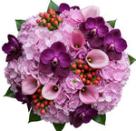 Charming Bouquet of Hydrangea and Calla Lily with Orchids