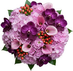 Charming Bouquet of Hydrangea and Calla Lily with Orchids