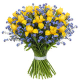 Charming Bouquet of Iris with Forget Me Not