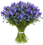 Charming Bouquet of Iris with Forget Me Not - Flowers Box London
