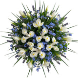Charming Bouquet of Iris with Forget Me Not