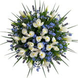 Charming Bouquet of Iris with Forget Me Not - Flowers Box London