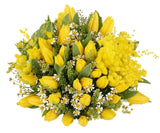 Charming Bouquet of Mimosa With Tulips and Tanacetum - Flowers Box London