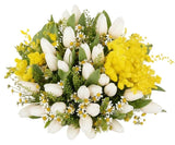 Charming Bouquet of Mimosa With Tulips and Tanacetum - Flowers Box London