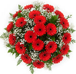 Charming Bouquet of Red Gerberas and Gypsophila