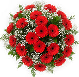 Charming Bouquet of Red Gerberas and Gypsophila