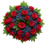 Charming Bouquet of Red Roses and Blueberries