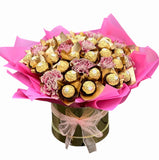 Charming Box of Chocolates with Carnations - Flowers Box London
