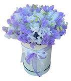 Charming Box of White and Lavender Sweet Pea - Flowers Box London