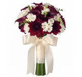 Charming Burgundy Dahlia with White Bouquet - Flowers Box London