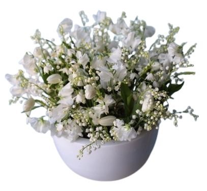 Charming Ceramic Bowl of Lily of Valley and Sweet Pea - Flowers Box London