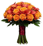 Charming Orange Bouquet of Calla Lily and Roses Bouquet - Flowers Box London