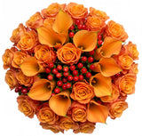 Charming Orange Bouquet of Calla Lily and Roses Bouquet - Flowers Box London
