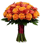 Charming Orange Bouquet of Calla Lily and Roses Bouquet
